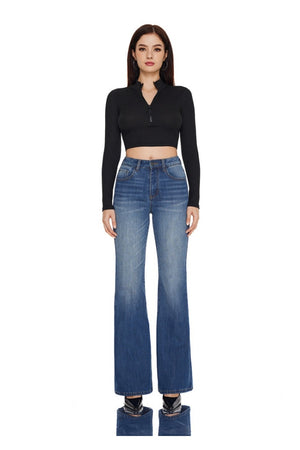 High Waisted Slim Flare Jeans