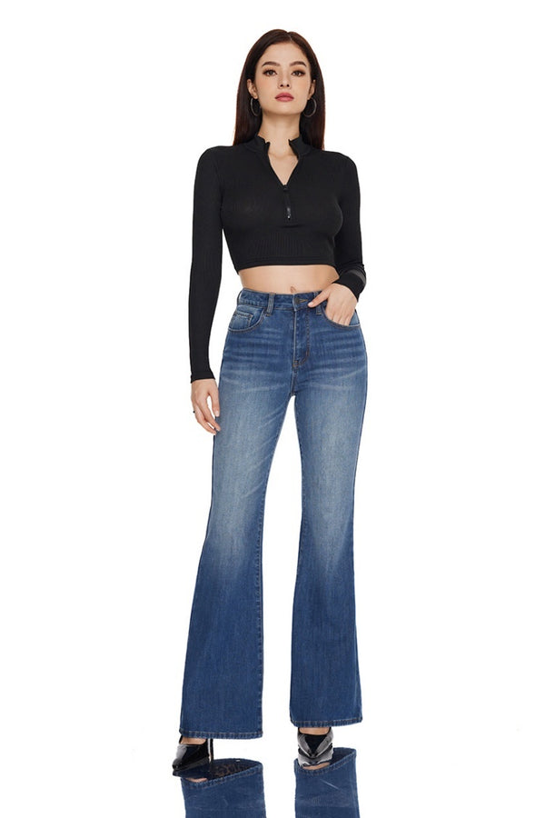 High Waisted Slim Flare Jeans