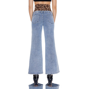 Leopard Print High Waisted Wide Leg Jeans