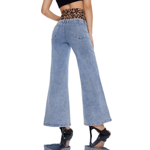 Leopard Print High Waisted Wide Leg Jeans