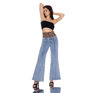 Leopard Print High Waisted Wide Leg Jeans