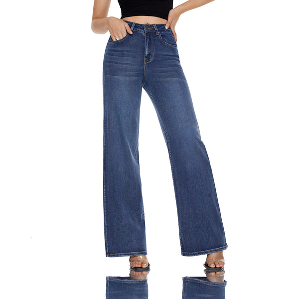 Women High Rise Stretch Straight Leg Baggy Jeans SH25F012