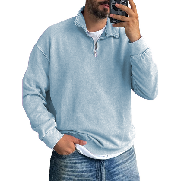 Men's Basic Zip Stand Up Sweatshirt