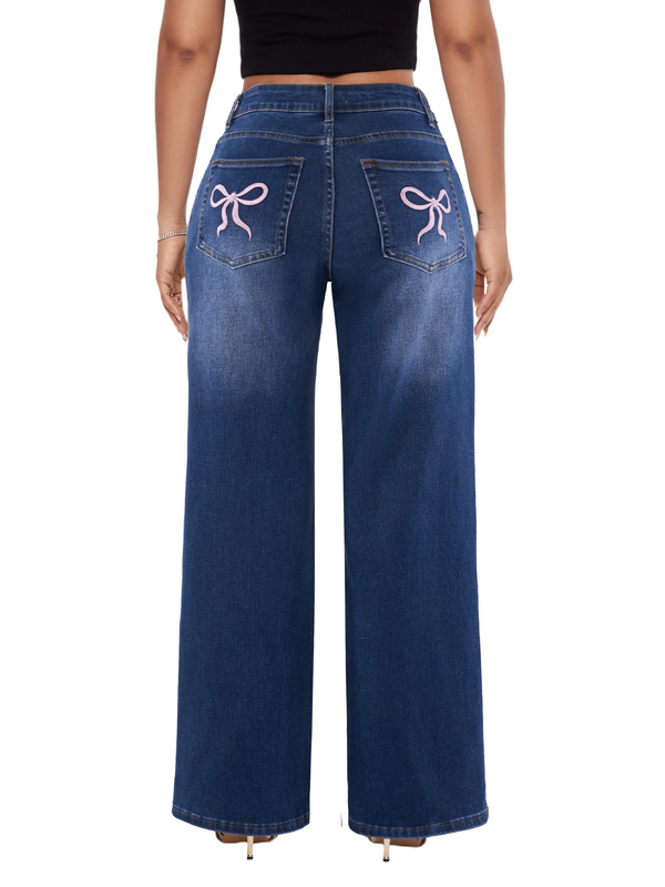 SHAPUM Shaping Wide Leg Baggy Jeans for Women Stretchy Mid Low Waist Butts Lifting Cute Jeans Trendy BBL Distressed Jeans