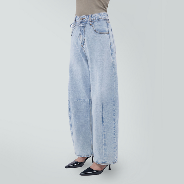 ONESO Women's High Waist Baggy Barrel Leg Jeans Relaxed Streetwear Pocket Basic Fitted Denim Jeans