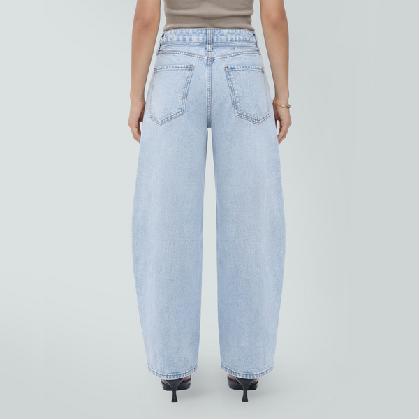 ONESO Women's High Waist Baggy Barrel Leg Jeans Relaxed Streetwear Pocket Basic Fitted Denim Jeans