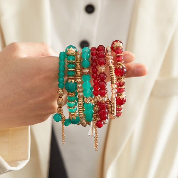 Exotic Crystal Layered Beaded Boho Bracelet