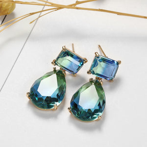 Gradient tourmaline water drop earrings