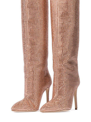 Crystal-Embellished Suede Boots