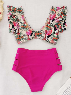 Floral Ruffle Bikini Set