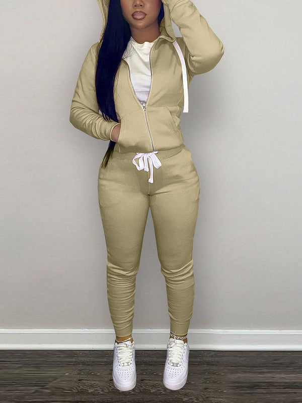 Casual Hoodies And Pant Tracksuit Set