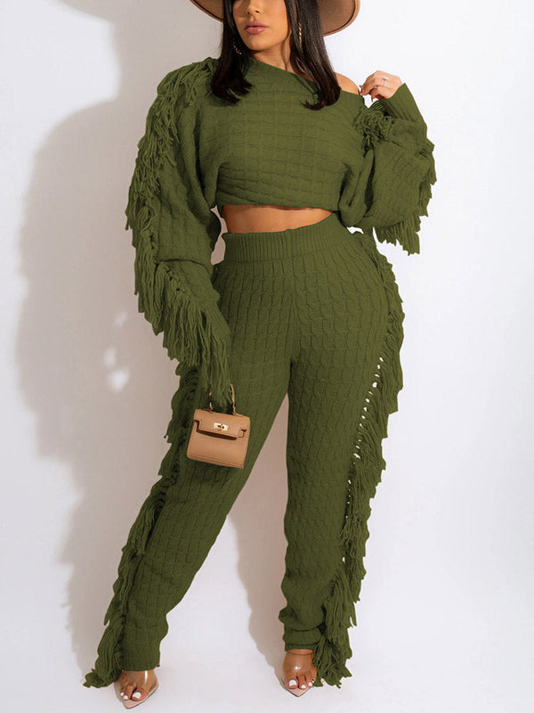 Knitted Tassel Outfit Set