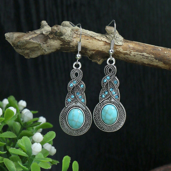 Boho Opal Border Earrings in Sterling Silver