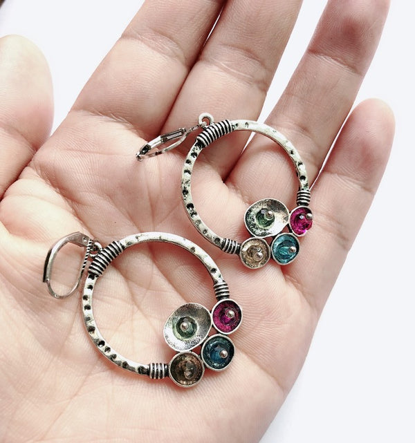 Retro Colored Crystal Earrings