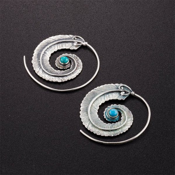 Spiral Feather Alloy Earrings