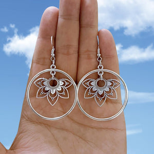 Silver Half Mandala Earrings