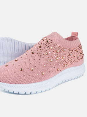 Mesh Rhinestone Flat Sneakers