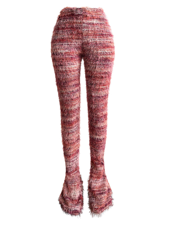 Multicolored Striped Fleece Sweater Pants