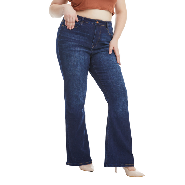 Women High Rise  Stretch Flare Plus Size Jeans  BYF1125