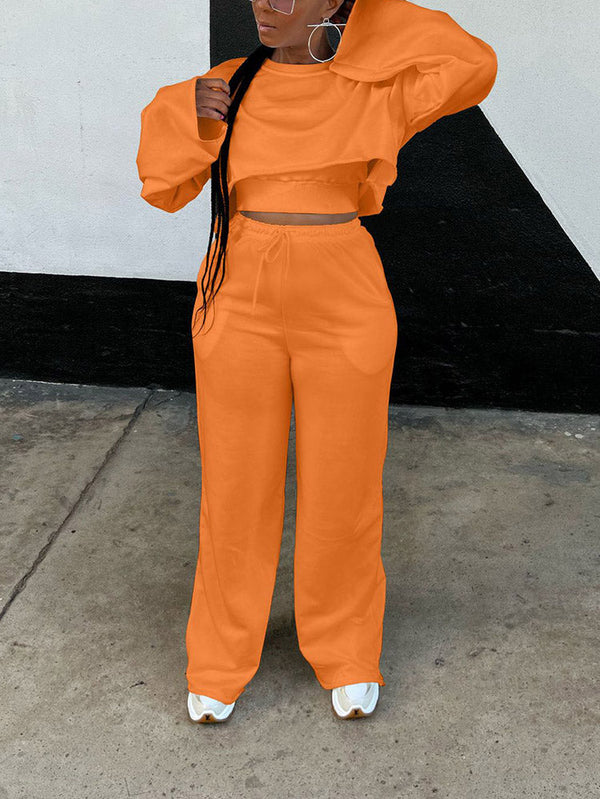 Solid Three Piece Tracksuit Set