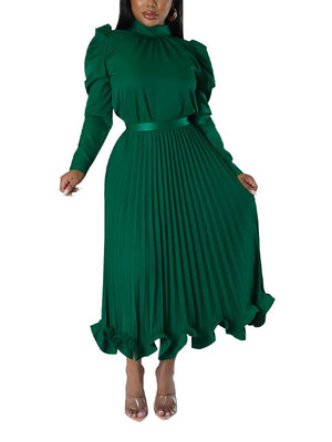 Two Piece Set Of Pleated Skirt With Ruffled Edges