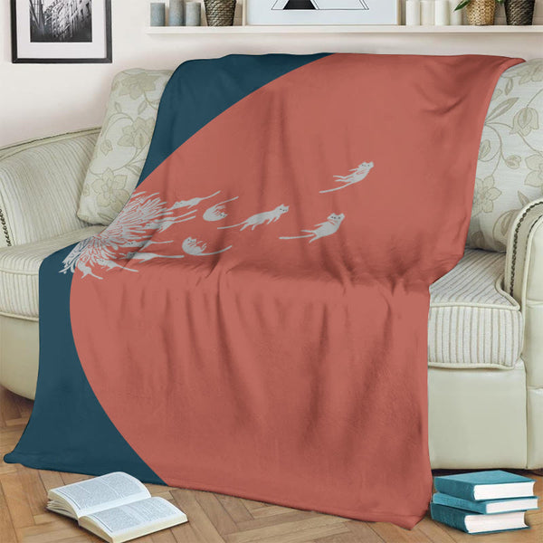 Abstract Creative Dandelion And Cat Painting Art Blanket