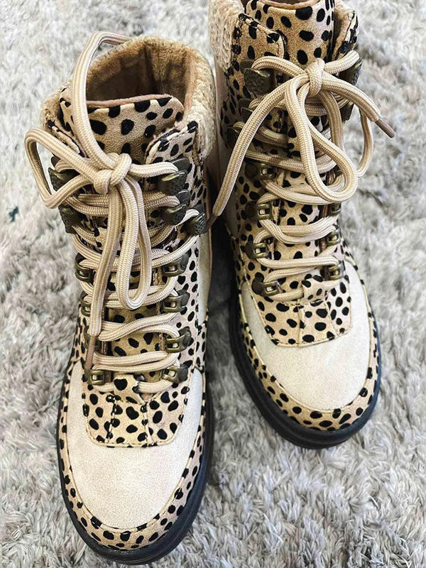 Leopard Lace Up Boots