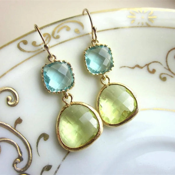 Blue Green Vintage Earrings