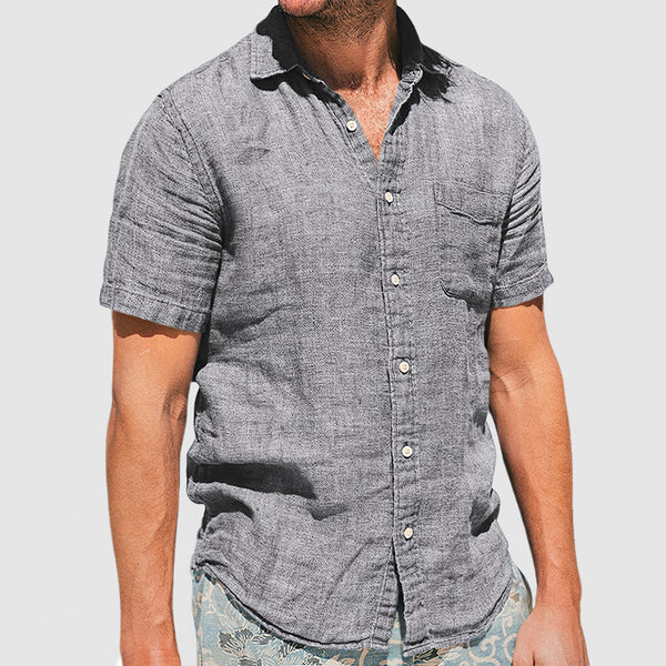 Gentleman's Vacation Soft Two-tone Cotton Linen Shirt