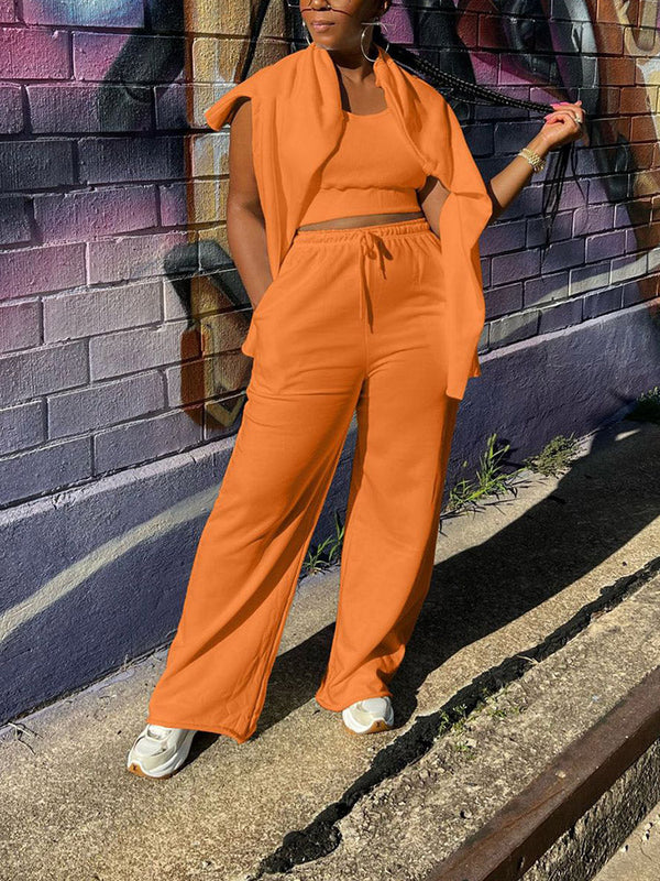 Solid Three Piece Tracksuit Set