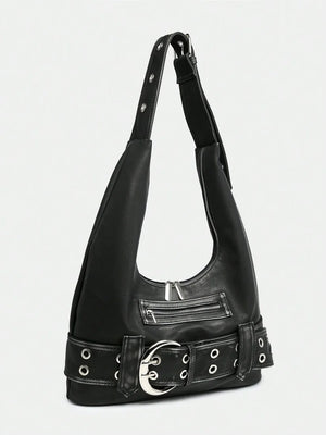 Buckle Shoulder Tote Bag