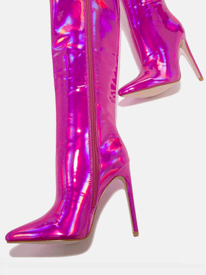 Leather Stiletto Heeled Shiny Boots