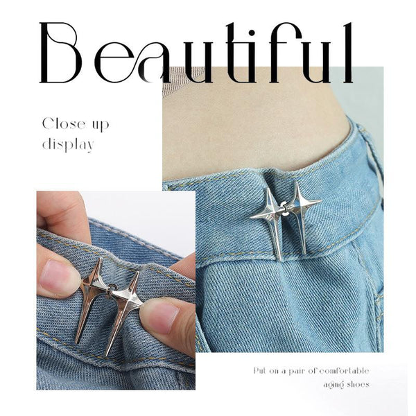 No-Pin Waist Cinching Tool, Removable Adjustable Waistband Buckle for Jeans, Perfect Jeans Accessory