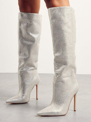 Crystal-Embellished Suede Boots