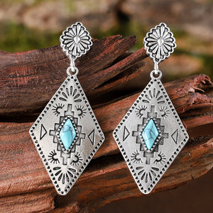 Vintage civilian inlaid turquoise earrings