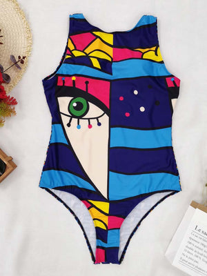 Abstract One Piece Swimsuit