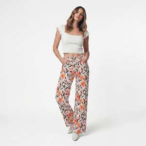 ONESO Women BBL Jeans Floral Print Mid-Low Rise Relaxed Straight Leg High Stretchy Pants