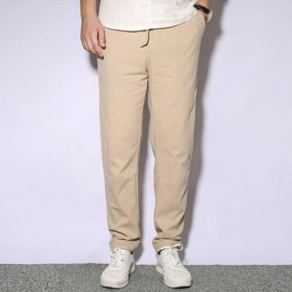 Men's casual linen beam pants