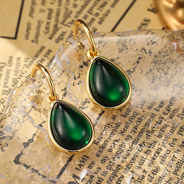 Vintage drop emerald earrings