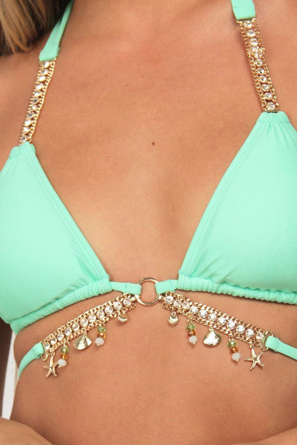 Rhinestone Decor Bikini Set