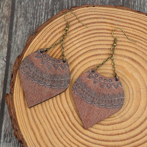 Wooden diamond shaped earrings