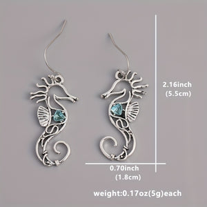 Vintage Seahorse Sapphire Earrings