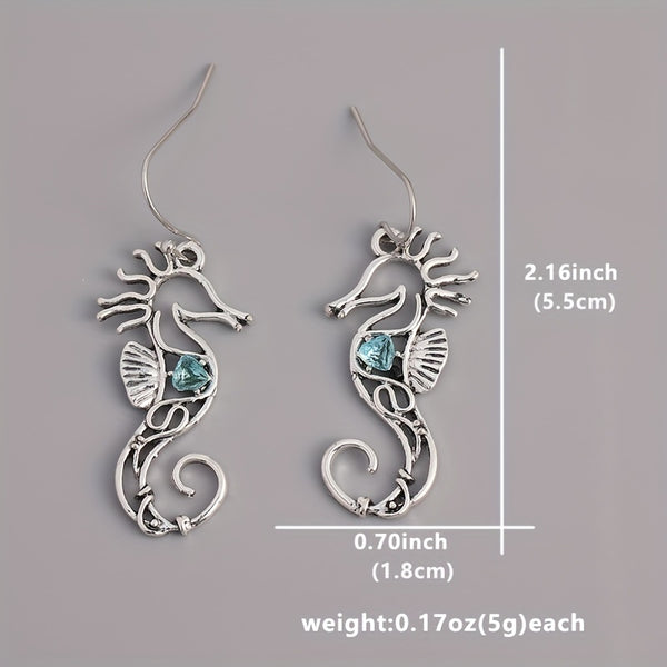 Vintage Seahorse Sapphire Earrings
