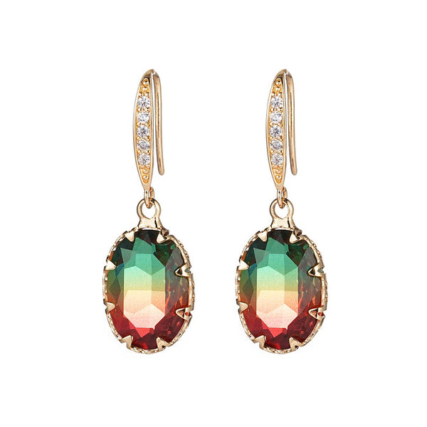 Elliptical gemstone earrings