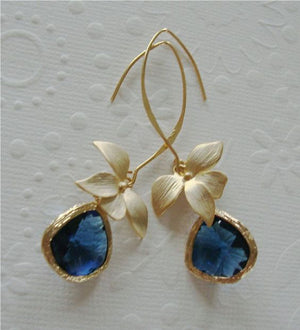 Flower Inlaid Gemstone Earrings