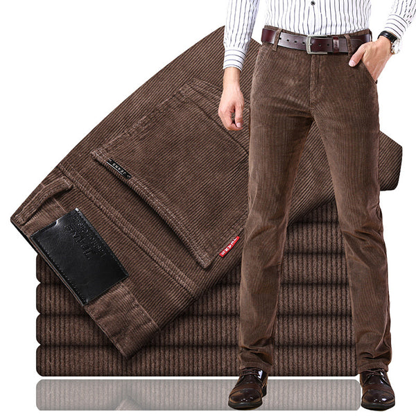 Men's Casual Corduroy Elastic Long Pants