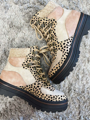 Leopard Lace Up Boots