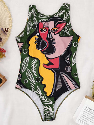 Abstract One Piece Swimsuit