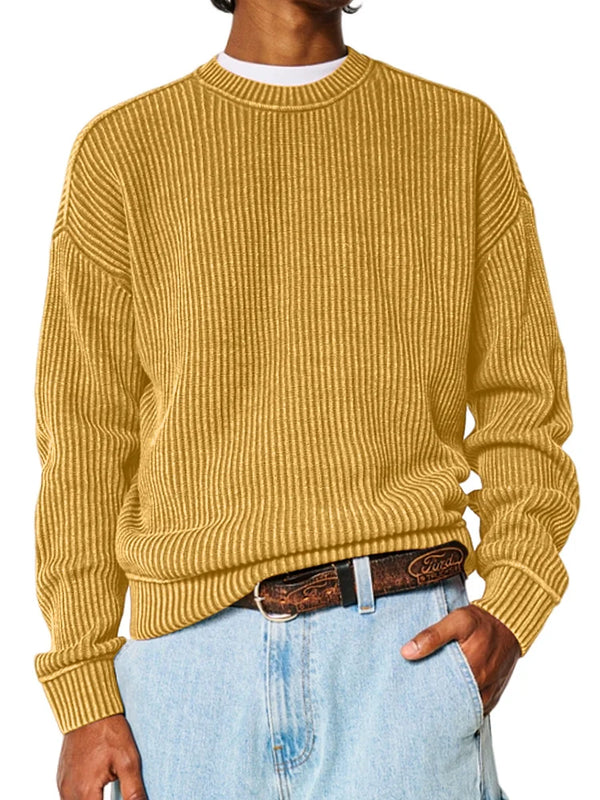 Men's Everyday Versatile Solid Color Basic Crew Neck Sweatershirt