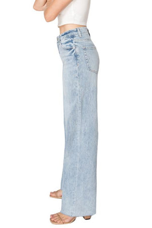 High Waisted Light Blue Wide Leg Jeans